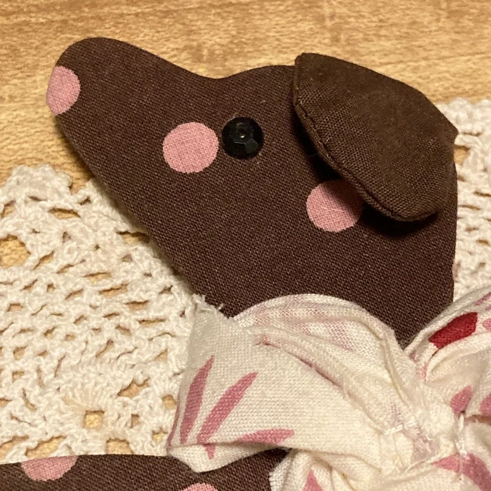 Brown And Pink Polka Dot Dog Wall Hook